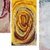 From left to right, Nora Wompi Untitled, Nora Nungabar, Untitled and Bugai Whyoulter, Untitled